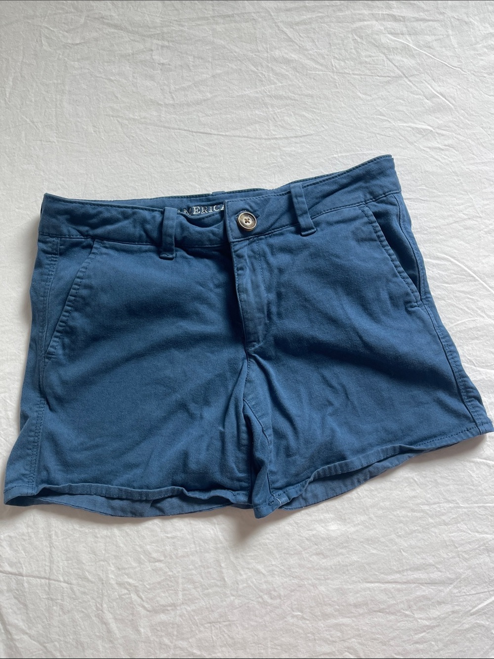 American Eagle Outfitters Blue Midi-Waist Women's Shorts